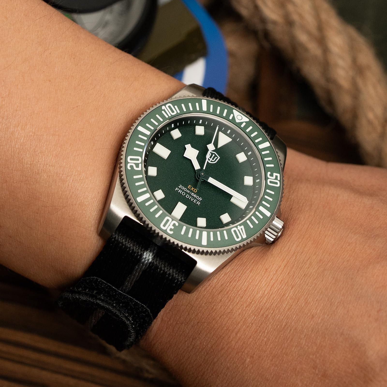 watchdives EXD zegarek do nurkowania 40 mm, tytan, Japonia VH31, mechanizm kwarcowy, szkło szafirowe, zegarek na rękę, analogowy, świecący, wodoszczelny zegarek dla mężczyzn