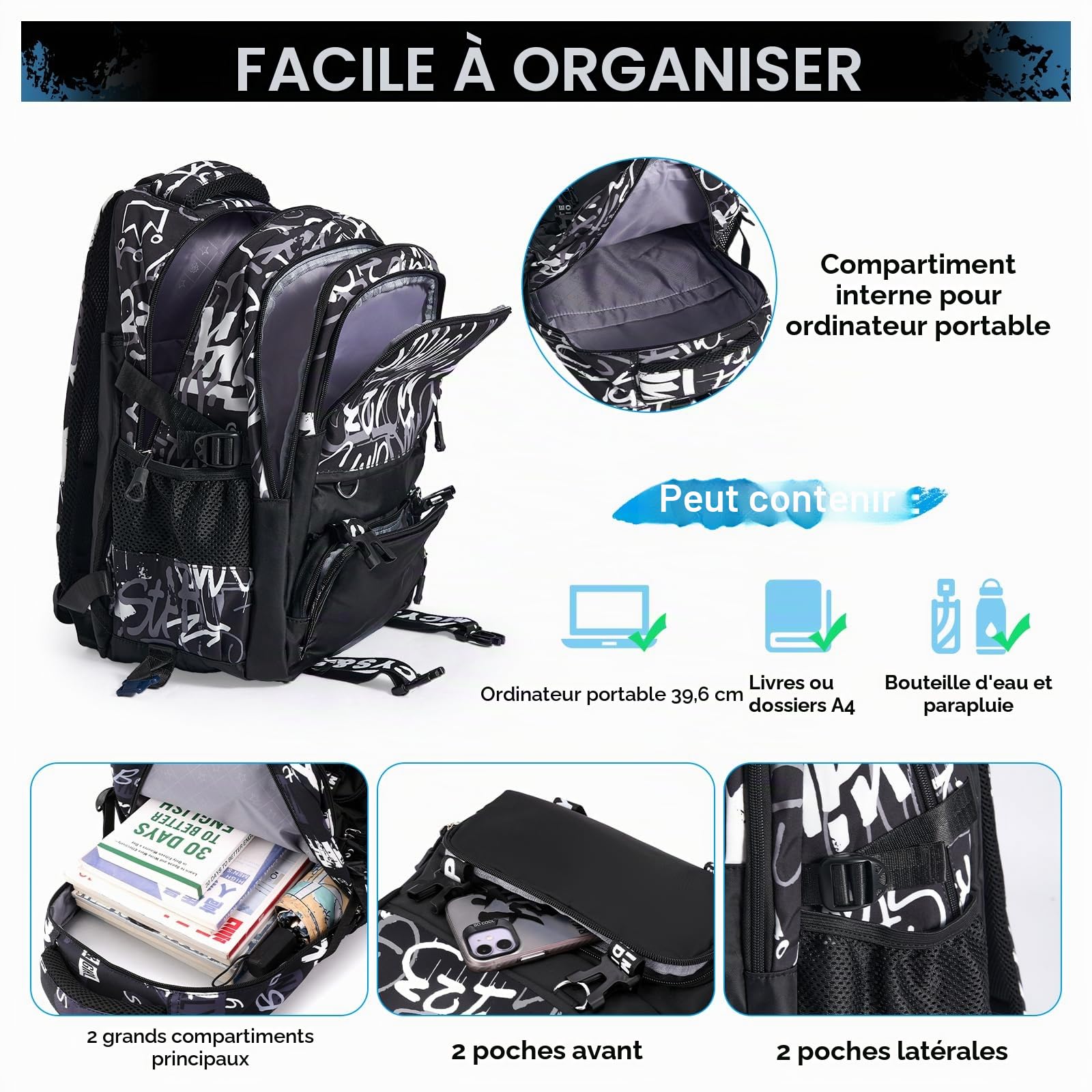 Amythe Cartable à Roulettes Garçons, Tendance de 16 pouces 6 Roues | Sac D'école Enfant Adolescent, Sac à Dos à Roulettes pour Garçon Primaire Collège - L'école, Voyages, Loisirs, Rentrée