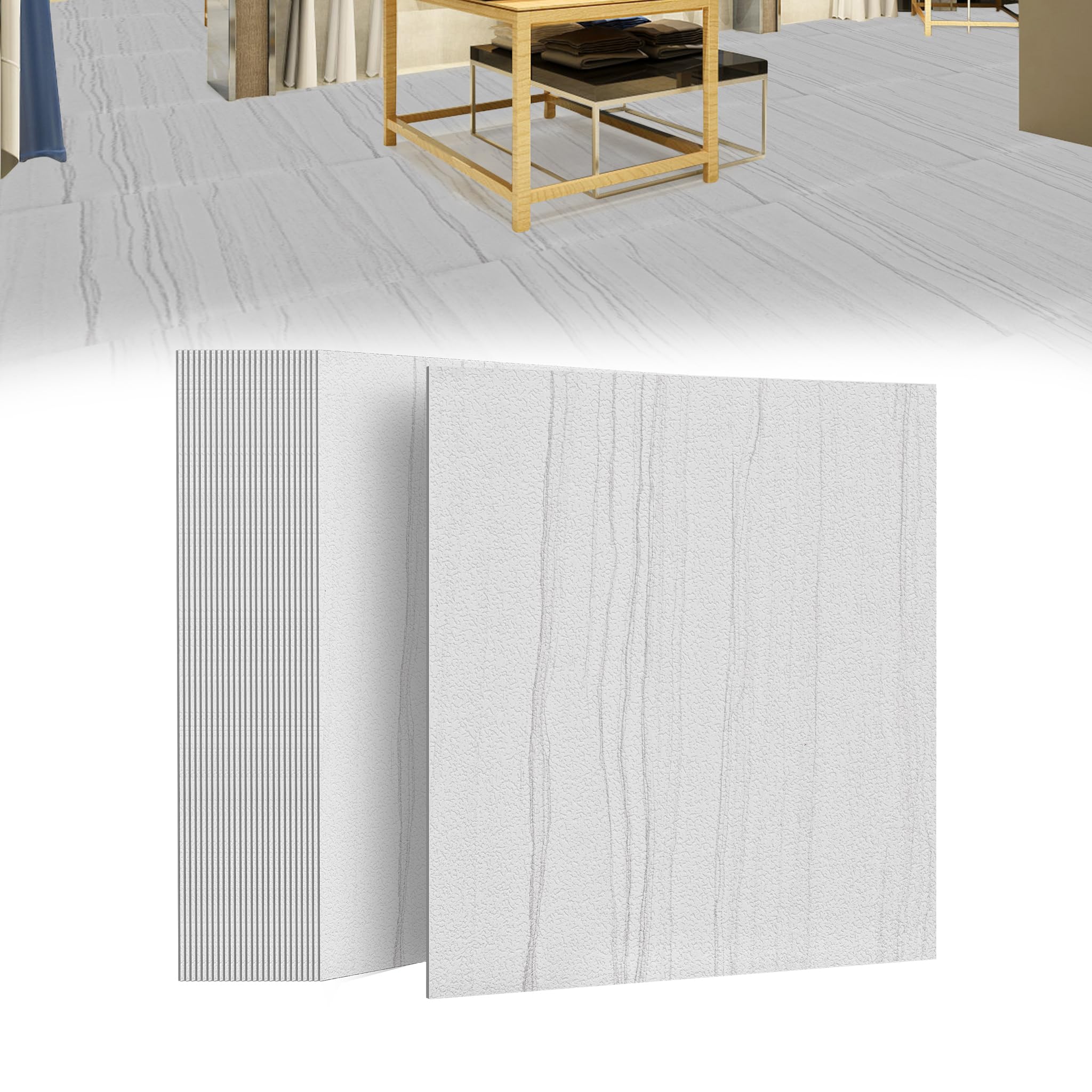 Suusolny 54 stuks 5,02 m² pvc-vloerbedekking, vinylvloer, zelfklevende tegels, vinyl plaktegels, vloertegels, tegelstickers, antislip, waterdicht, voor woonkamer, keuken, badkamer, lichtgrijs