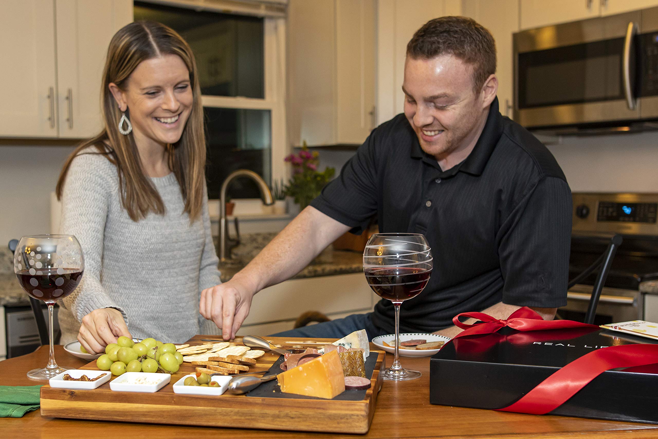 Acacia Wooden Charcuterie Board Set and Accessories. Premium Cheese