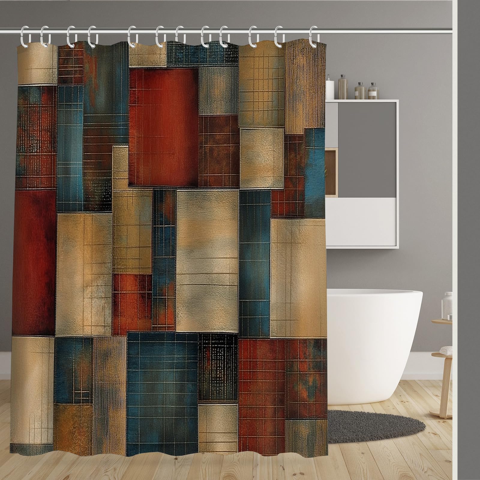 Rideaux baignoire moderne géométrie abstraite rideau douche polyester lavable 180x200cm