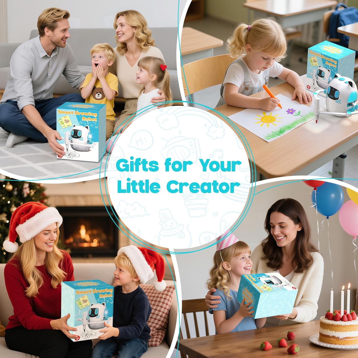 Drawing Robot for Kids with Camera Recognition, Smart Drawing Robot for Kids 3-8, Interactive Educational Drawing Machine with 150 Cards & 12 Colorful Pens, Christmas Birthday Gifts for kids Ages 3+ - Image 7