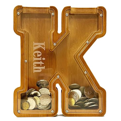 Miniatura 3 de Alcancía personalizada del alfabeto de madera, alcancía para niños y niñas, alcancía para monedas, se puede utilizar como regalo de Navidad y