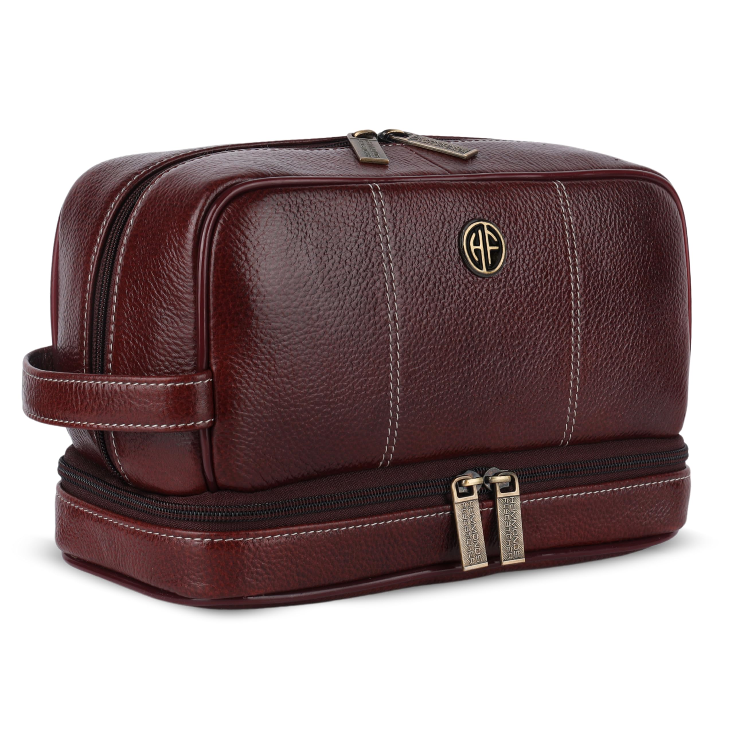 Genuine Leather Toiletry Bag for Men and Women Cosmetic Organizer Bag, Travel Organizer Pouch, Shaving Kit Bag, Toiletry Pouch for Men with Multiple Pockets - Brown