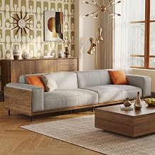Modern 4-Seater Sofa, 111.81 Timecloud Couch with Walunt Frame