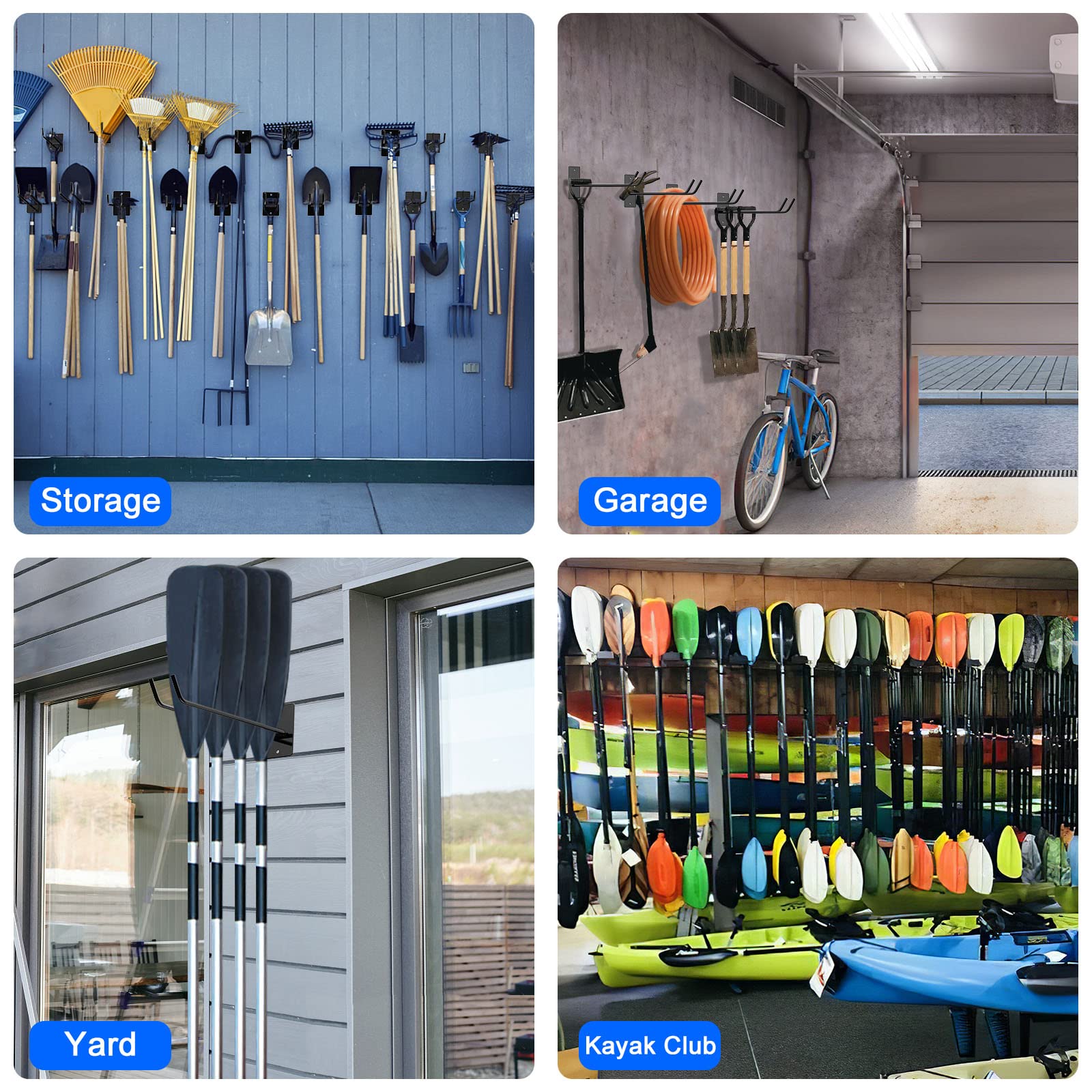 LOOEEL Kajak Paddelständer Set - 4x Wandhalterung Für Paddel Aus Holz