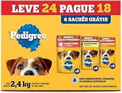Pack Ração Úmida Pedigree Sachê Carne/Frango/Cordeiro para Cães Adultos de Raças Pequenas - Leve 24 Pague 18
