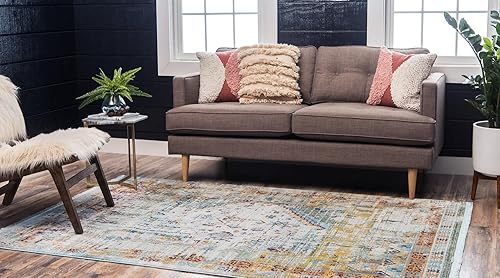 Miniatura 2 de Tapete abstracto Unique Loom, colección Estrella, moderno, multiárea, Polipropileno, celesteturquesa