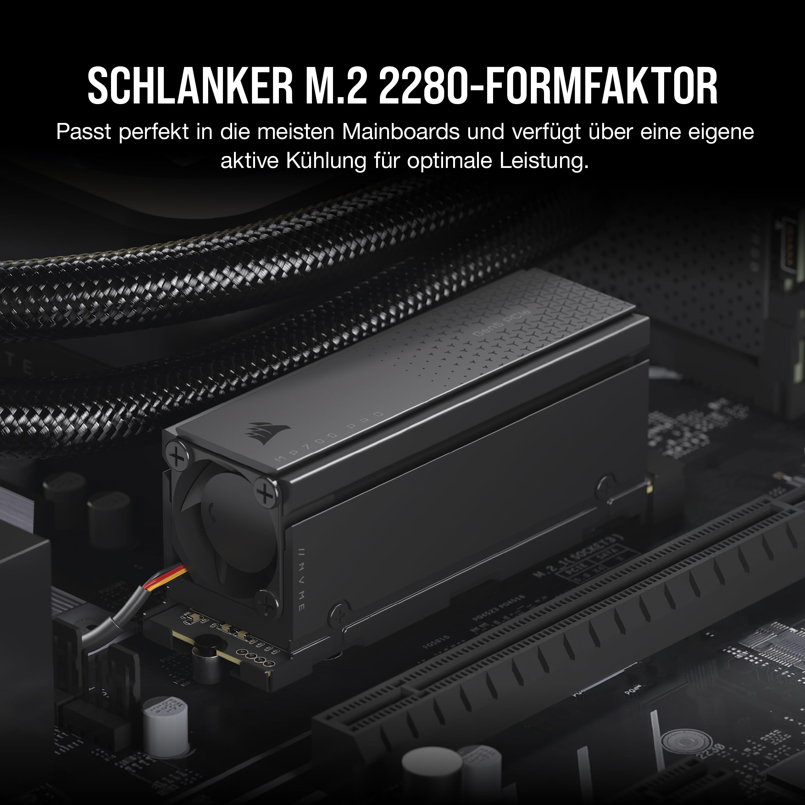 Corsair MP700 PRO Mit Luftkühler 1TB M.2 PCIe Gen5 x4 NVMe 2.0 SSD - M.2 2280 - Bis zu 11.700MB/sec Sequentielles Lesen - High-Density TLC… – Ansicht 8