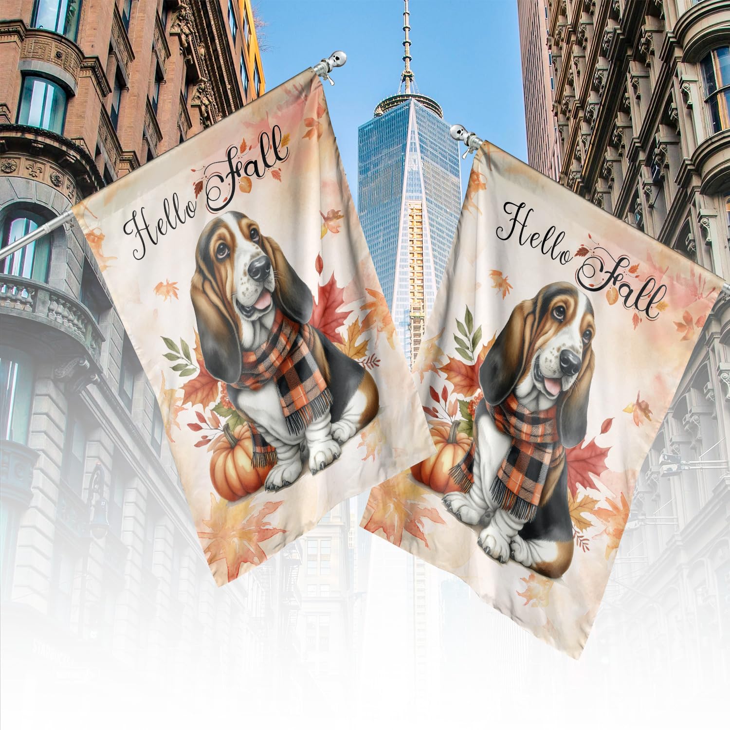 3dRose Gartenflagge – Lustiger Basset Hound Welpe, 30,5x45,7cm, Aus Polyester, Einseitig Bedruckt