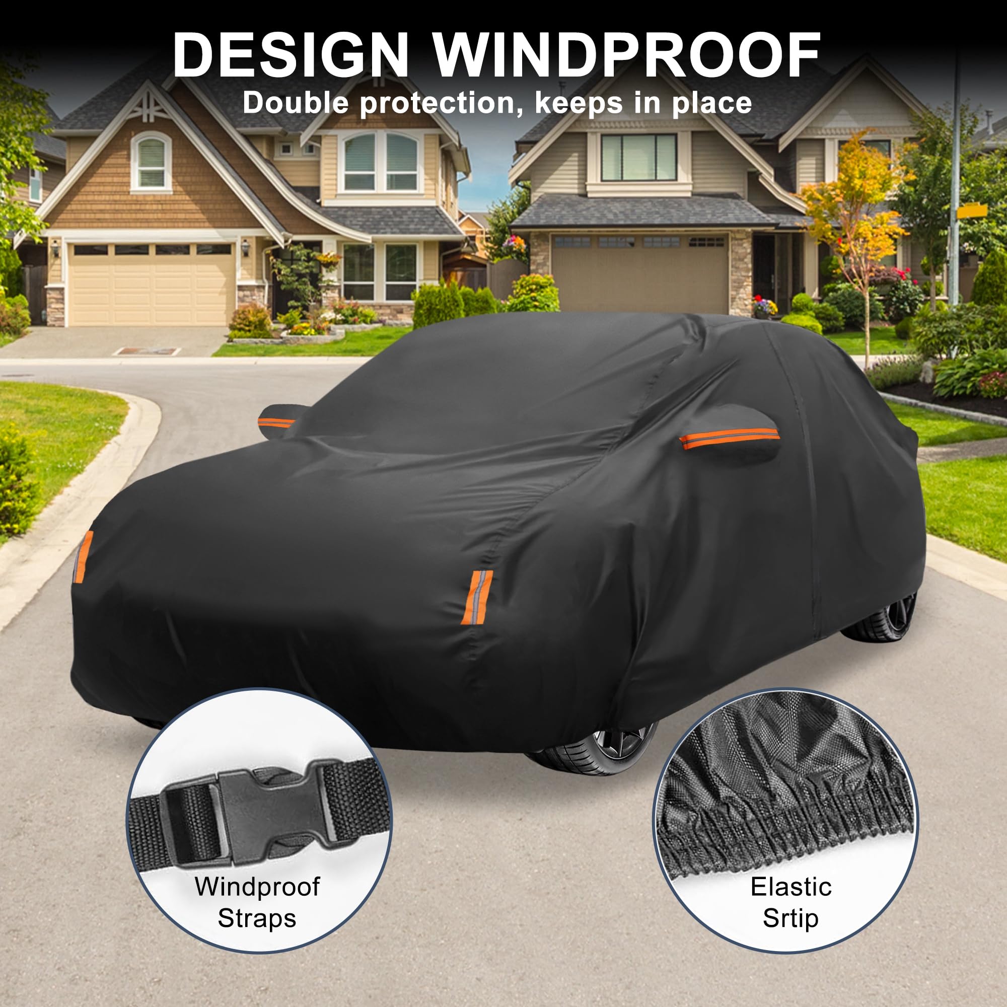 X AUTOHAUX Car Cover for Honda Civic Sedan Coupe 210D-PU Outdoor Full Car Cover All Weather with Door — view 4