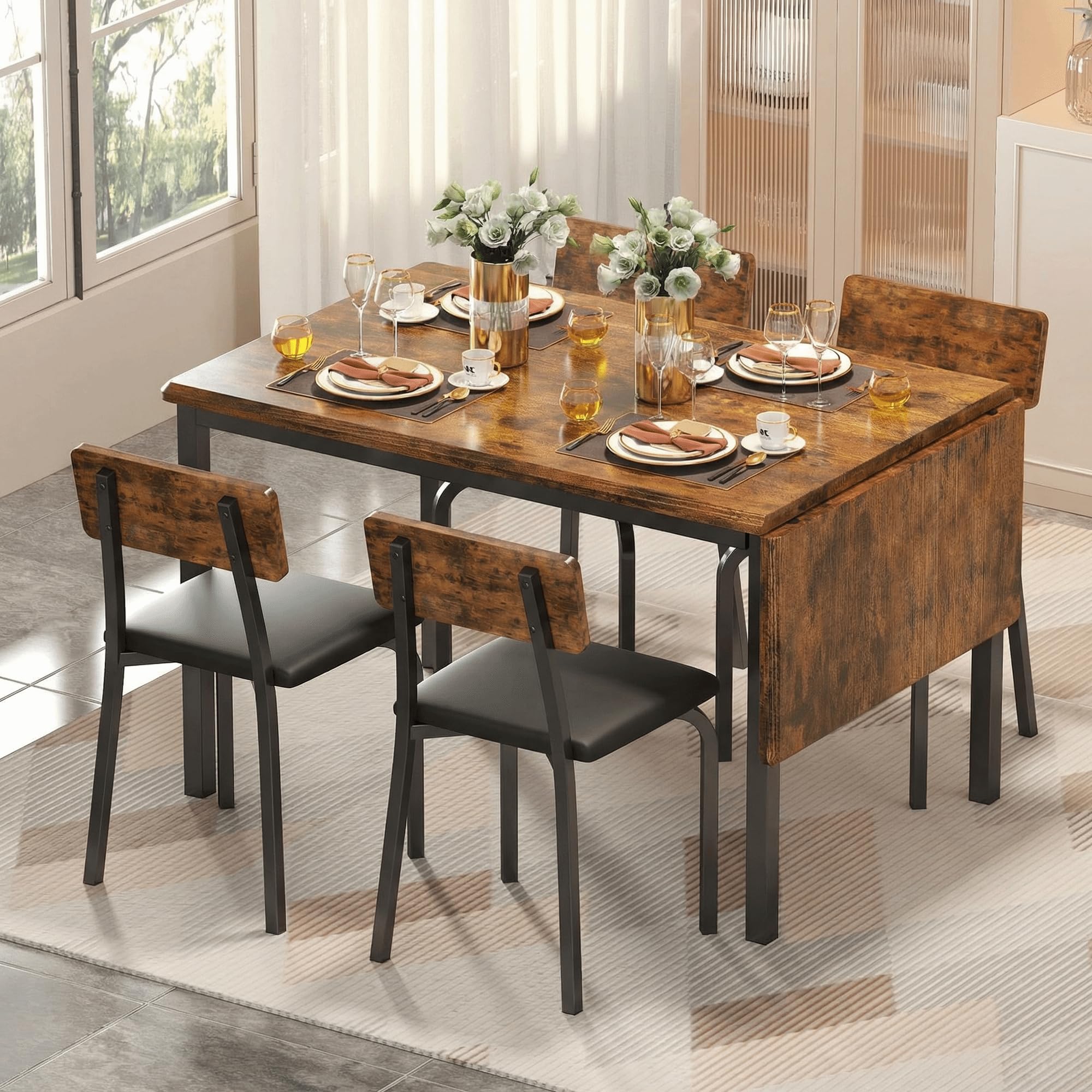 ダイニングテーブル anthem Dining Table S ブラウン 【組立 Amazon.com - IRONCK 5-Piece 63
