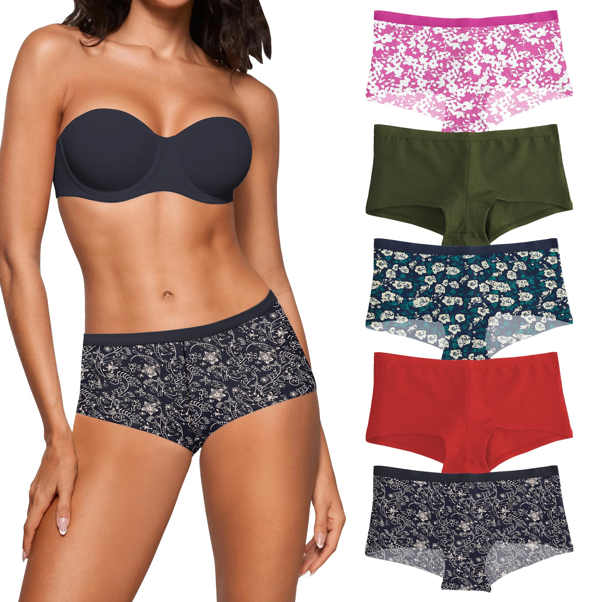 Cotton Plus Size Boy Shorts Panties for Women and Teenage Bloomer Hipster Boy Leg Boxer Briefs Combo (Pack of Any Random Colours and Prints) Multicolour-image-15