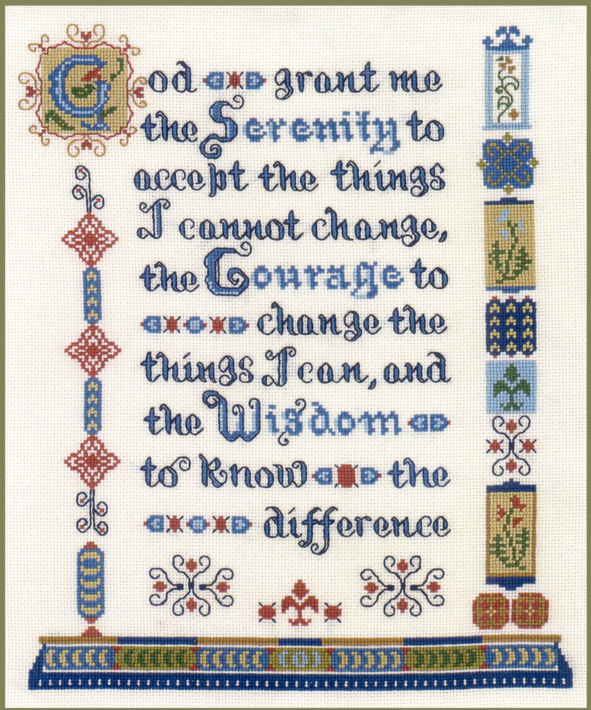 Lifetime Samplers Serenity Verse Cross Stitch Sampler - Complete kit on 14 aida with Clear Colour Chart