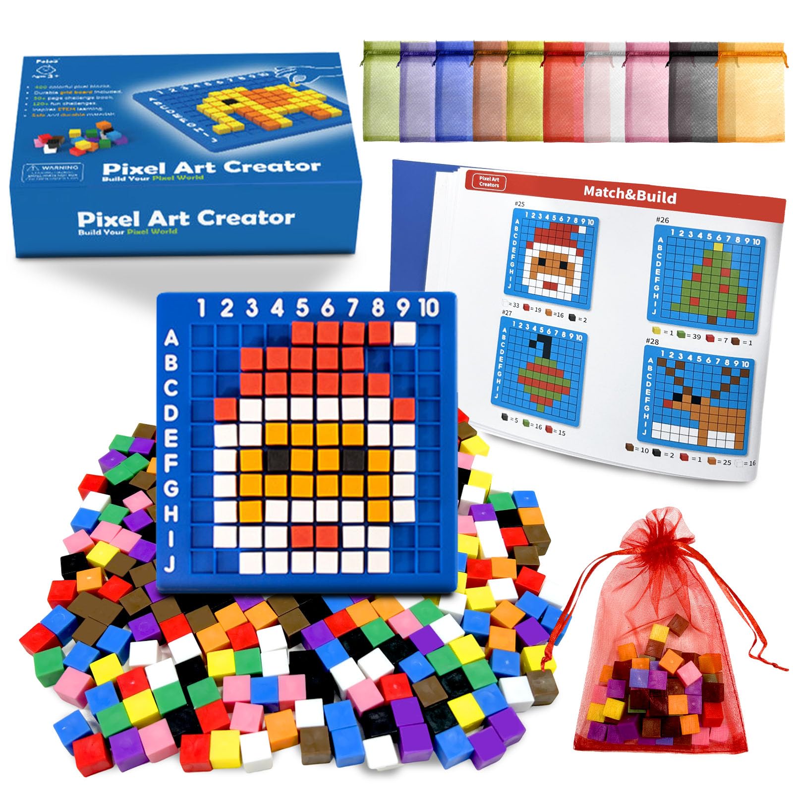 Juvanovo DIY Puzzle, Pixel Puzzles with 400 Cubes, Pixel Art Set, New Mini Building Blocks, Multifunctional Party Set