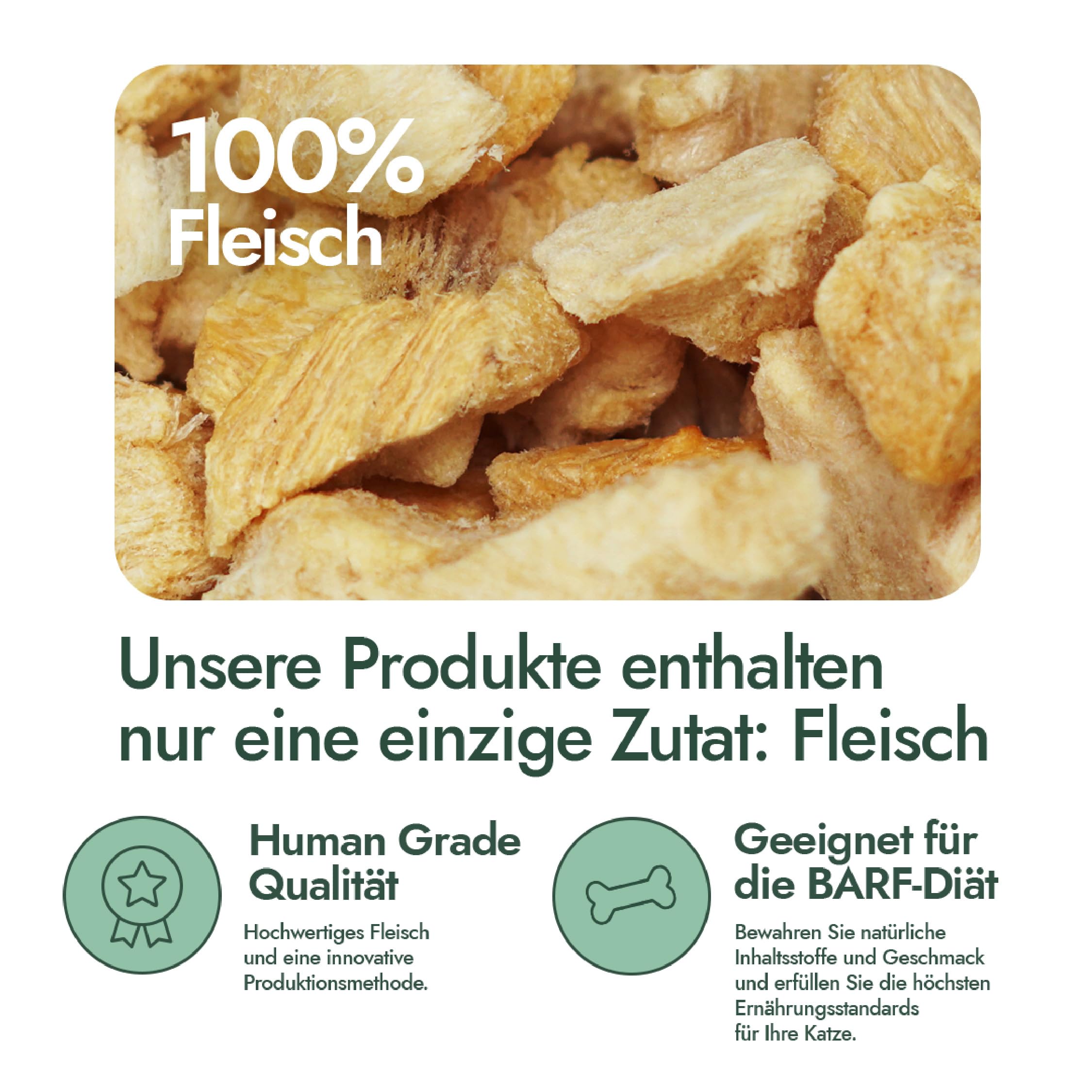 Premium Gefriergetrocknetes | 5er Bundle Hühner-Mix | 2X Hühnerbrust, 2X Hühnerherzen, 1x Hühnerschenkel | Proteinreich für Fell & Muskulatur | Für Kitten & Erwachsene Katzen | AYLA