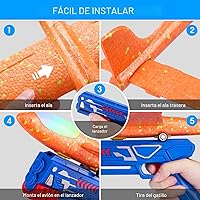 Vista 5 de Fuwidvia Paquete de 3 juguetes de lanzador de aviones, 13.2 pulgadas, planeador de espuma LED, juguete de catapulta para niños, 2 modos de vuelo