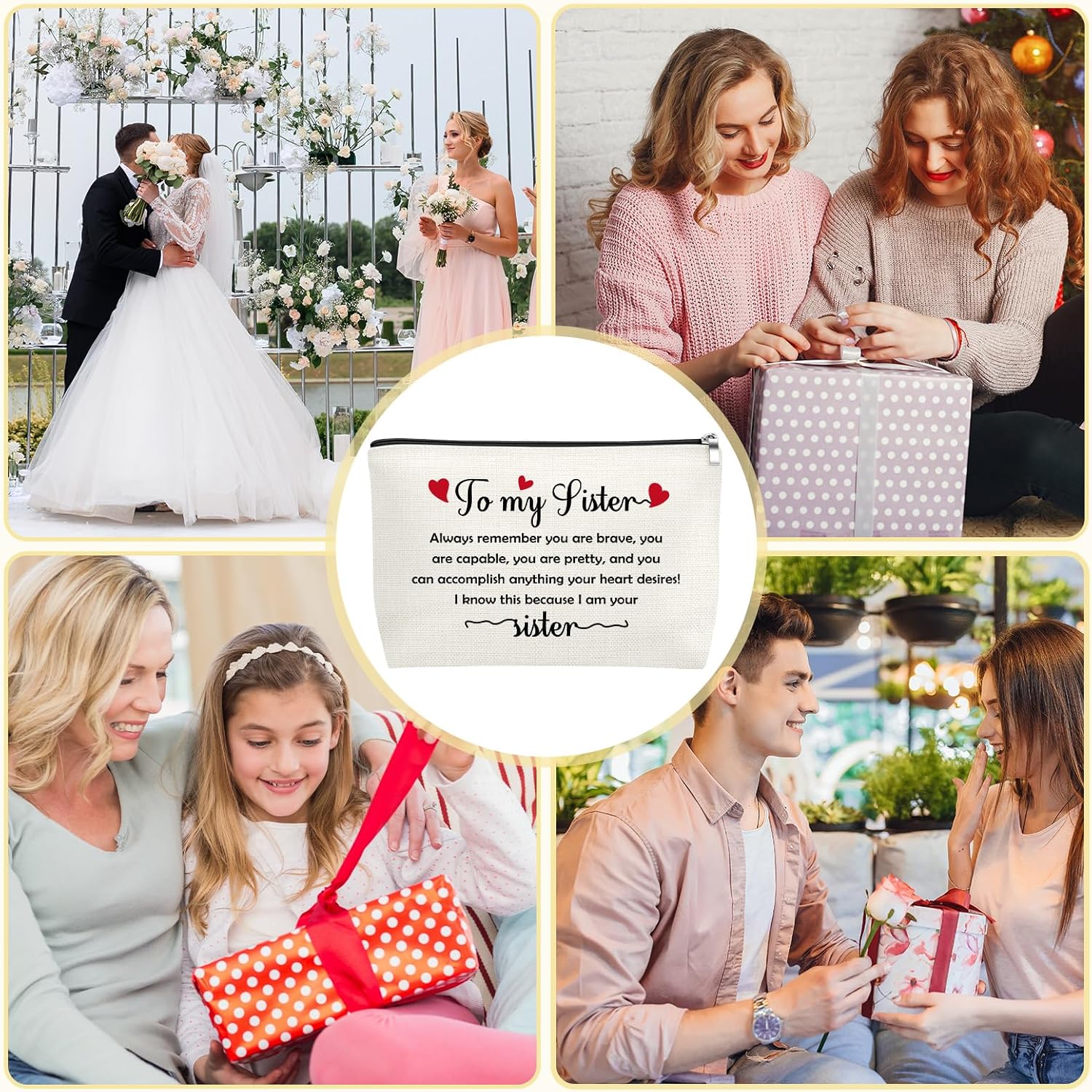 Mxrymvu Sister Gifts from Sisters Makeup Bag Sister Birthday Gifts Soul Sisters Gift for Women Big Sis Cosmetic Bags for Christmas Retirement Valentines Mothers Day Makeup Pouch - Image 6