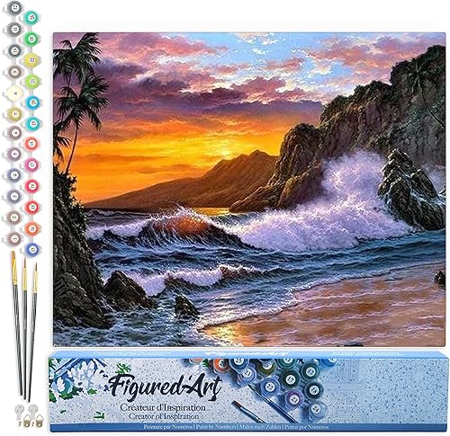 Vista 145 de Figured'Art - Juego de pintura por números, lienzo enrollado sin marco, para manualidades, para adultos, 16 x 20 pulgadas, jarrón de peonías