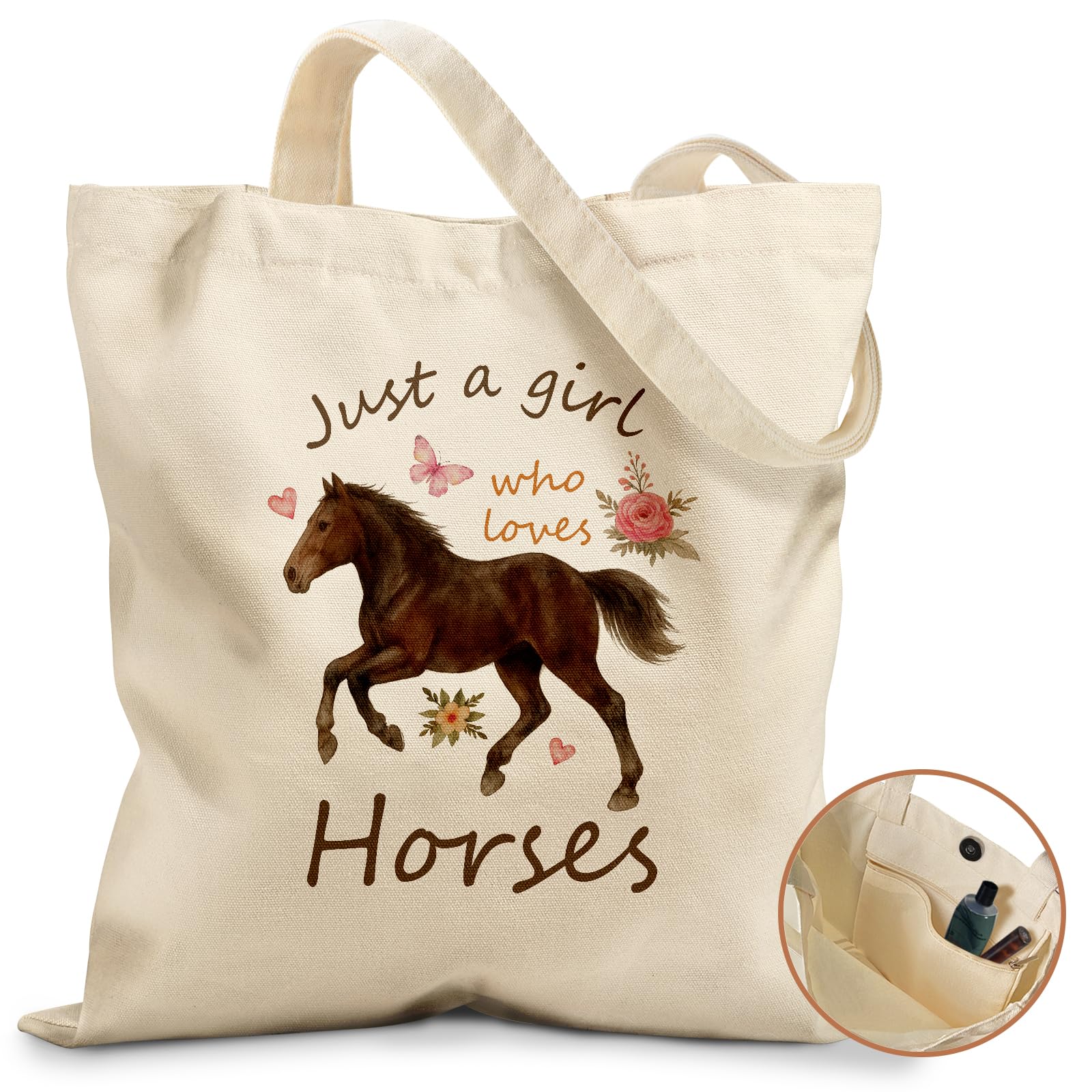 Miss Adola Cute Canvas Tote Bag for Women Girls Animal Lover