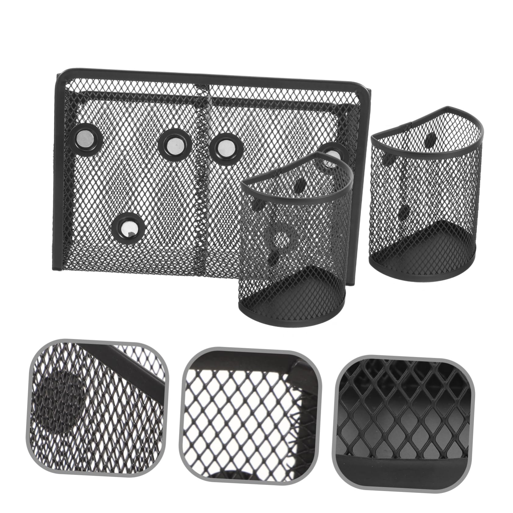 Portapennarelli Magnetico 3 Pezzi in Ferro e Plastica, Nero