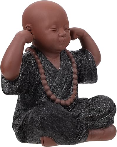 Garneck Estatua de monje para decoración del hogar, estatua de monjes, lindos monjes escuchan no mal, no ver mal, hablar no mal, no hacer mal,