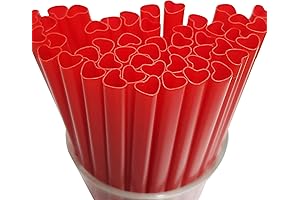 Valentines Day 100 Pcs Red Heart Drinking Straws