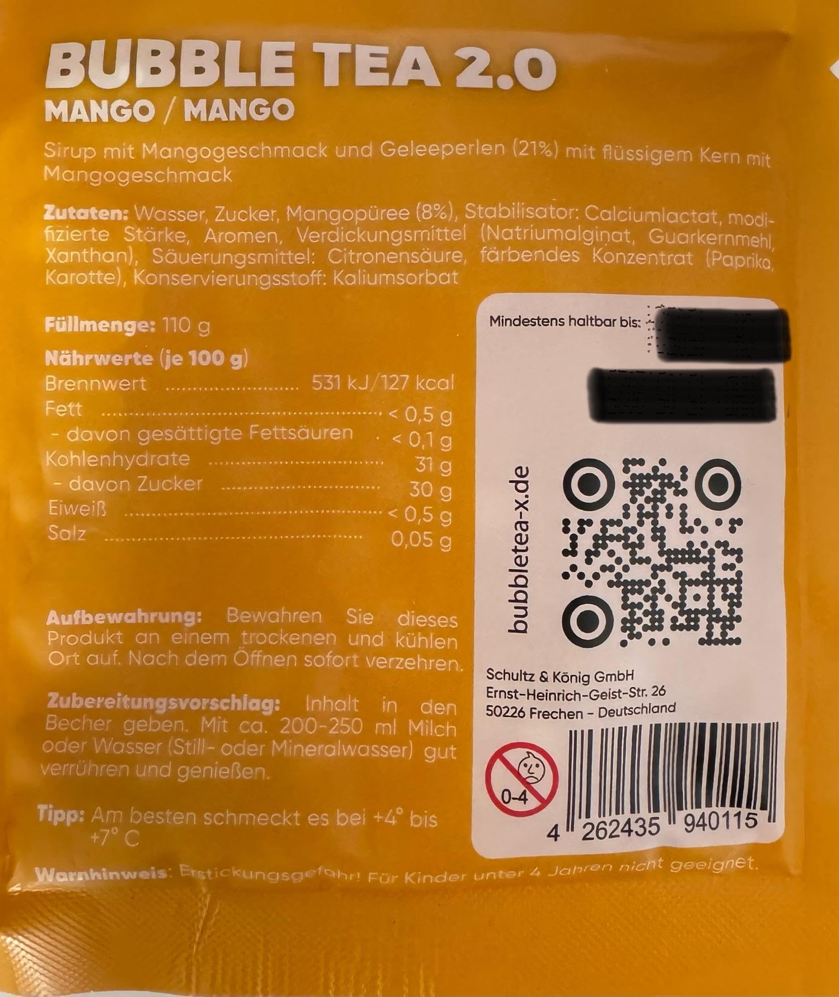 Bubble Tea 2.0 Party Set Erdbeere Pfirsich Mango Brombeere 10x Instant Bubble Tea mit Becher Deckel Strohhalme