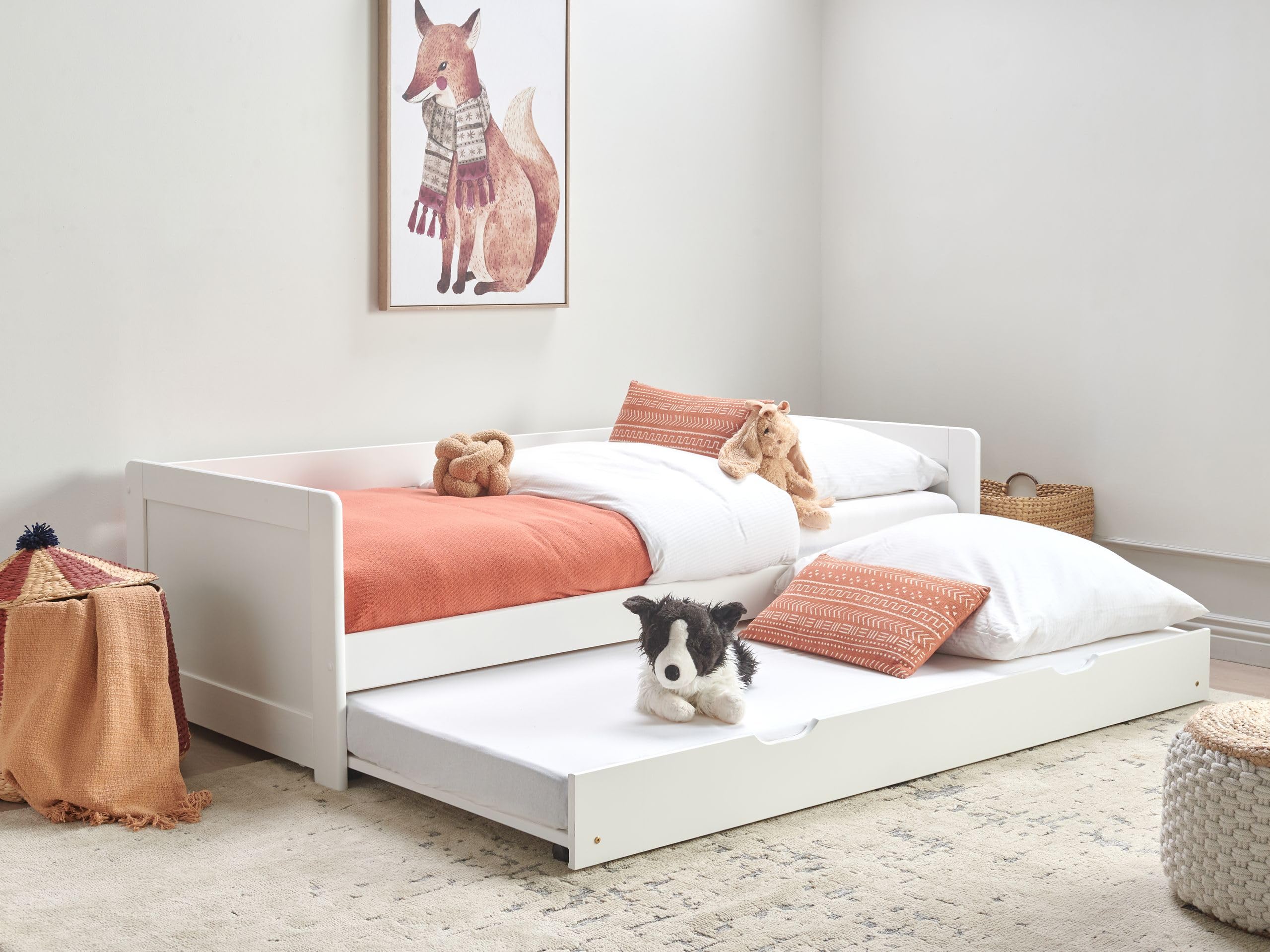 Beliani Cama Nido Infantil Deslizante de Madera de Pino Blanco 90 x 200 cm Gravelines