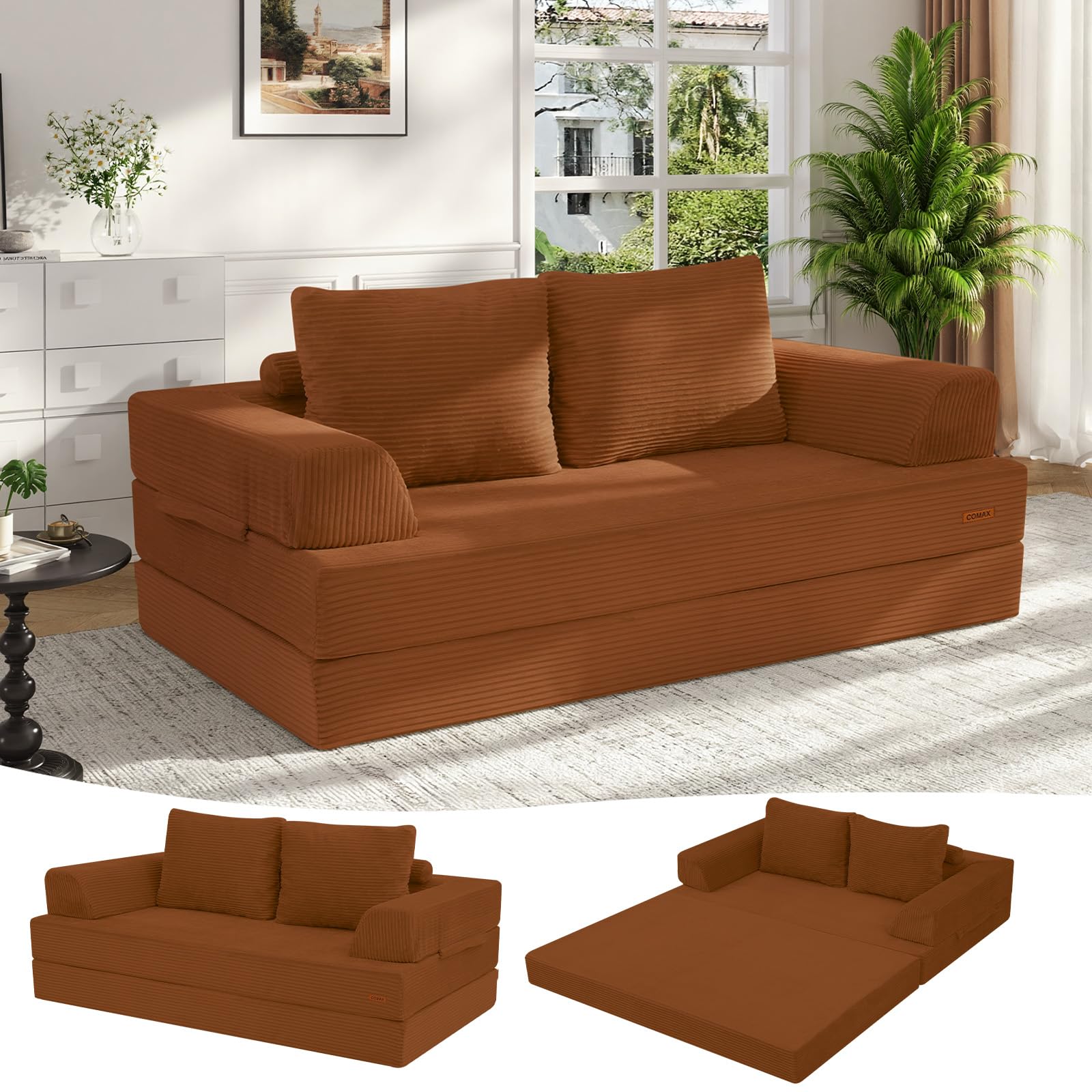 MeMoreCool Convertible Sofa Bed, Folding Floor Boneless Couch