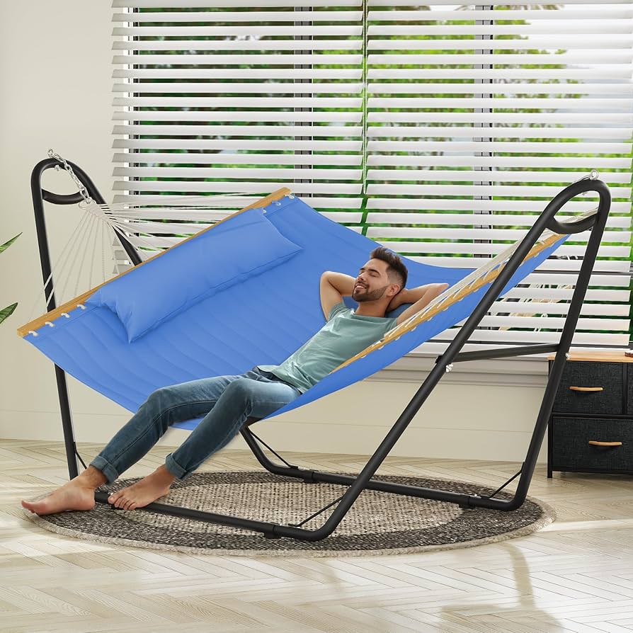 ハンモック　Hammock Amazon.com : Double Hammock, 11 FT Quilted Fabric 2 Person