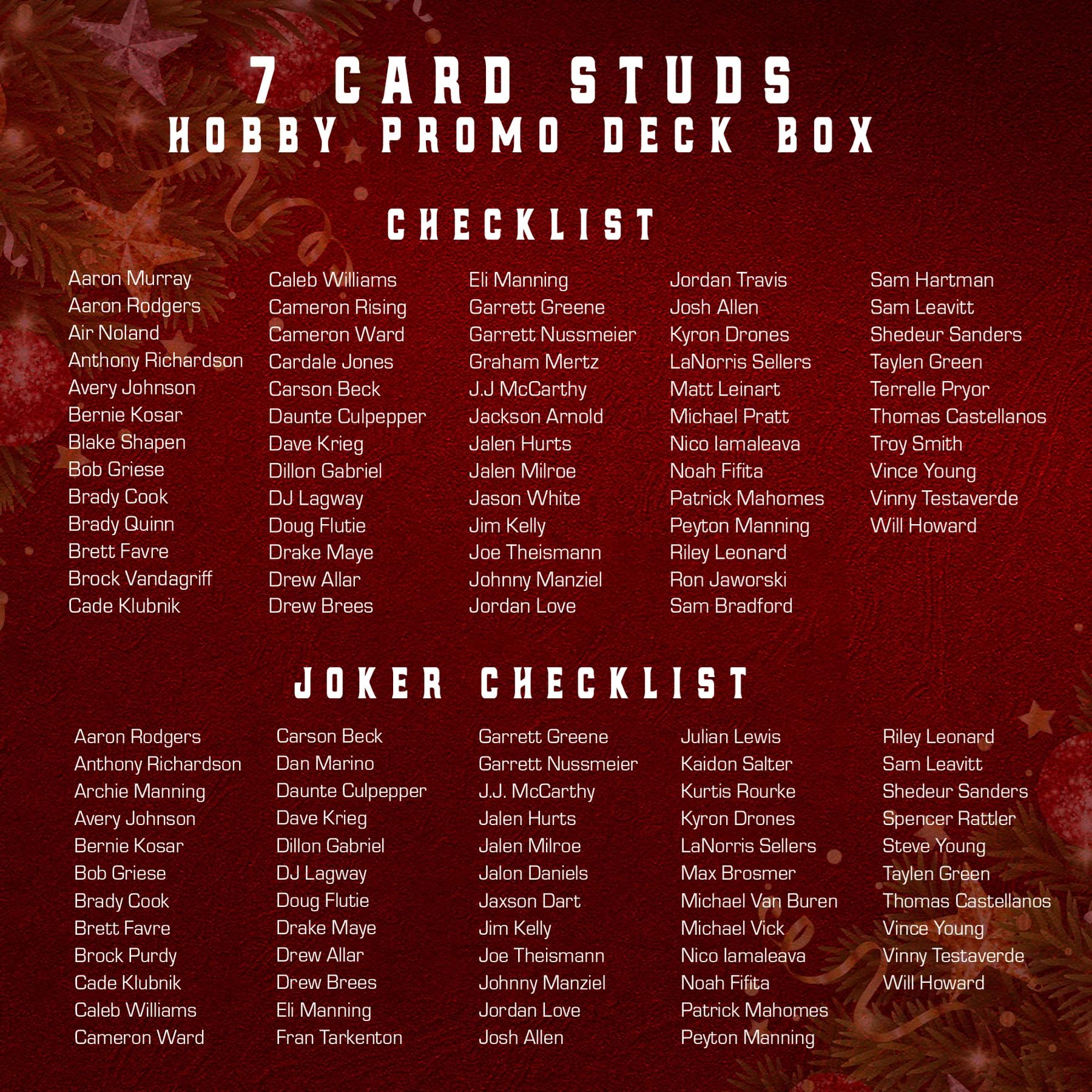 Amazon.com: 2024 Wild Card ~ 7 Card Studs Football Promo Deck