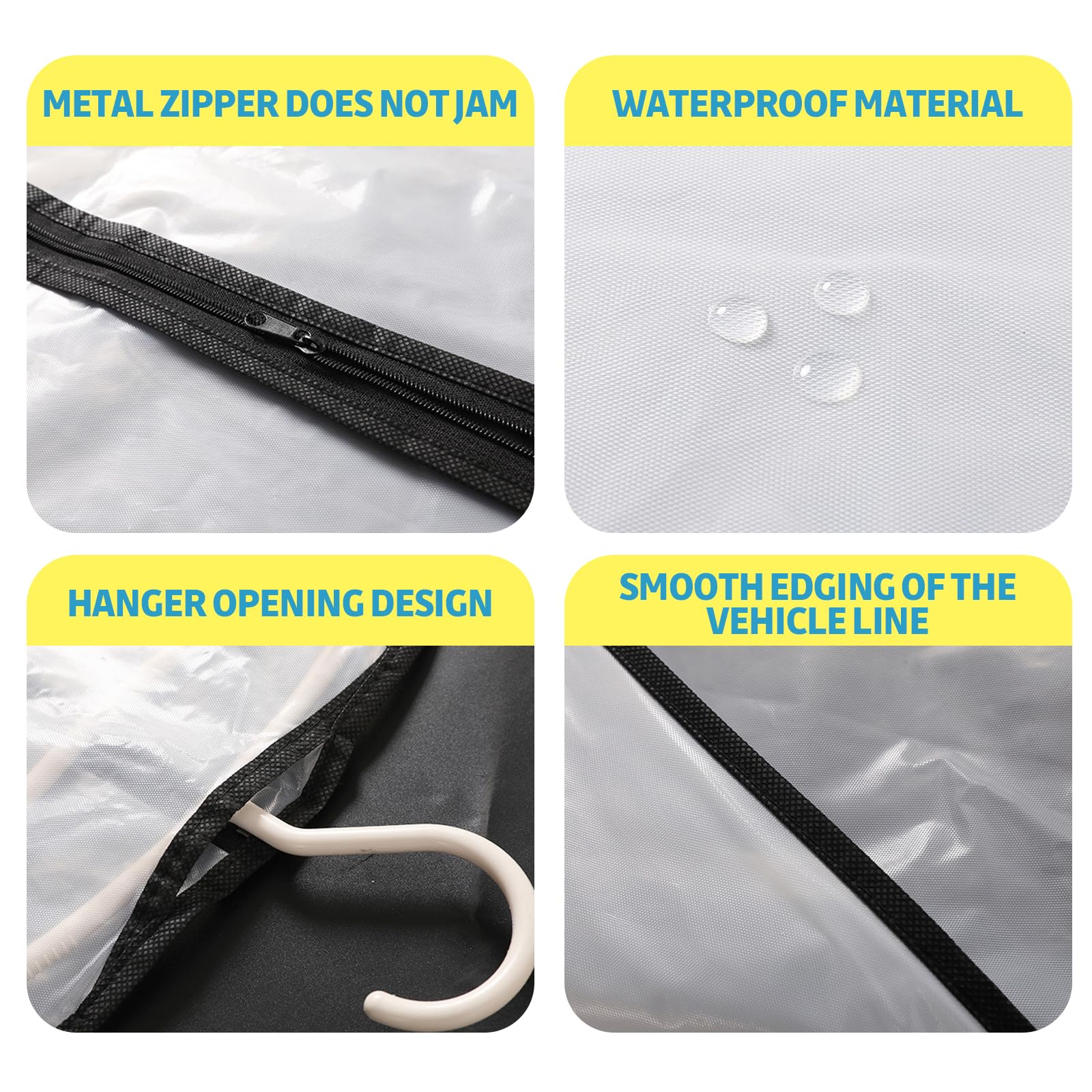 2 Custodie Per Abiti Bianche - Porta Abiti Antipolvere | Trasparenti, Con Cerniera, 60x140 Cm - Foto 10