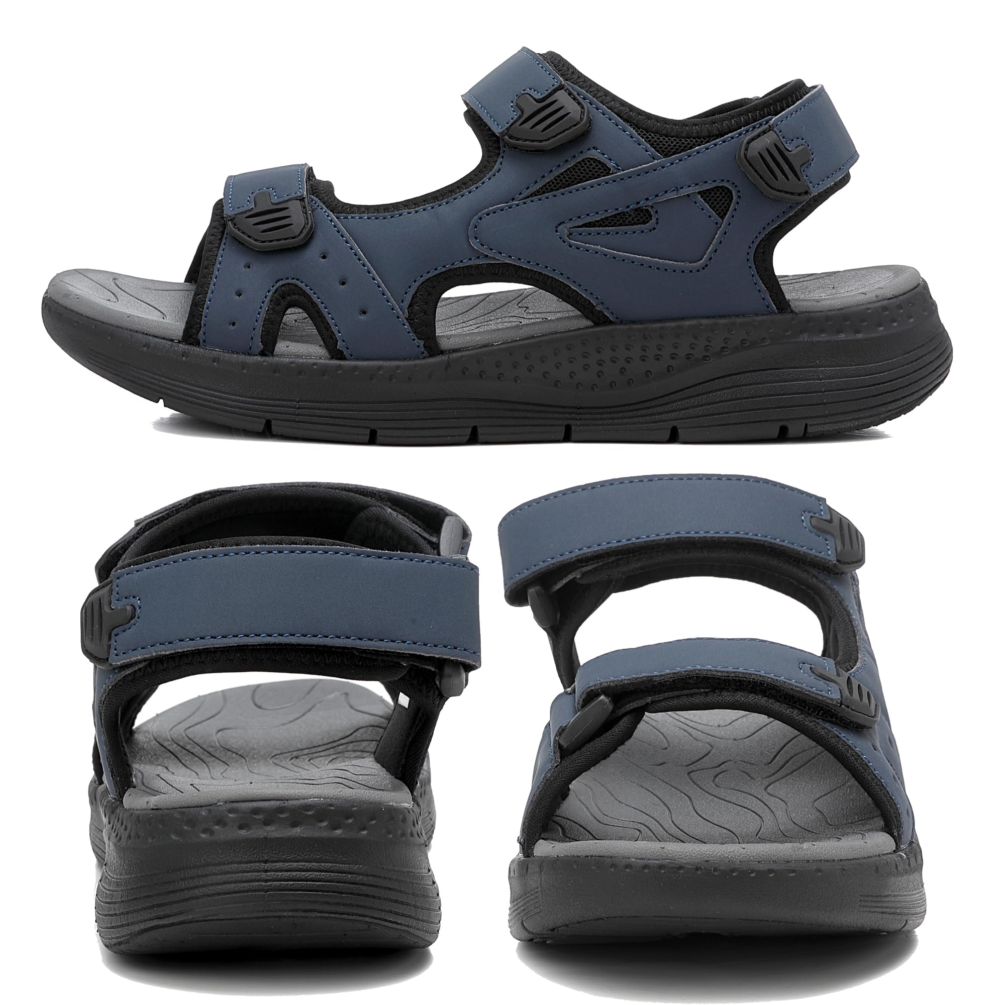 ARRIGO BELL Sandales Homme Cuir Été Antidérapantes Randonnée Extérieures Réglables Chaussures Loisirs Plage Sports Sandale Taille 41-46