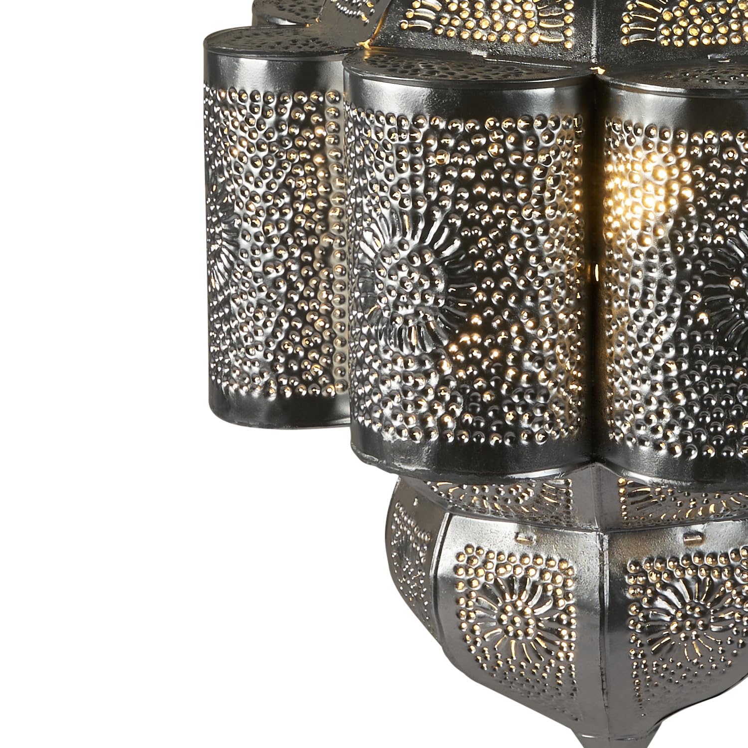 Marokkanische Deckenleuchte Harun Deko aus Metall in Silber 45 cm
