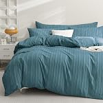 JELLYMONI Light Khaki Striped Tufted Duvet Cover Set Full Size | Perfect for Teen Bedrooms,Soft Textured Comfort,Matching Storage Bag,8 Corner Ties & Hidden Zipper,Oeko-Tex Certified