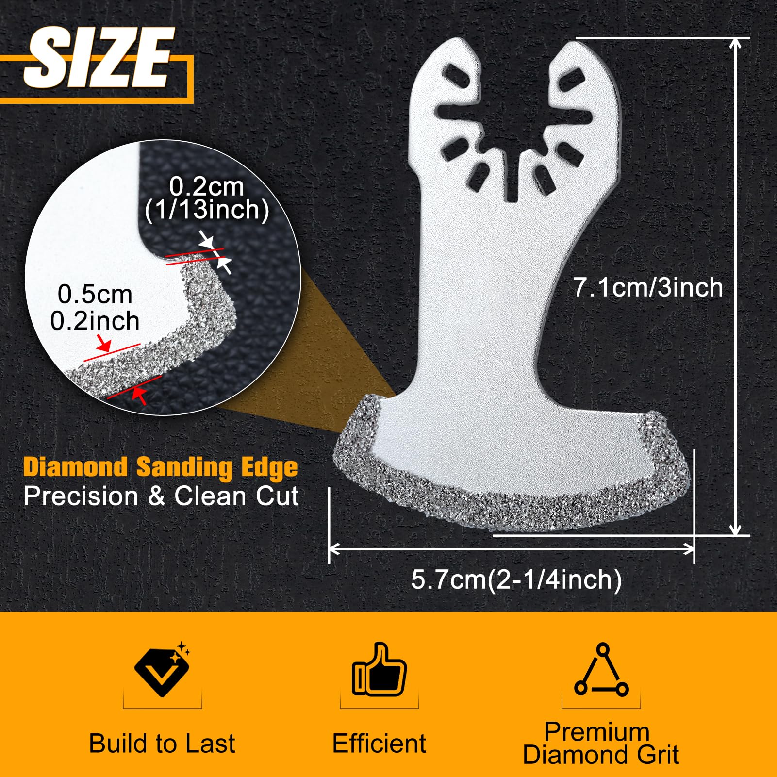 LEONTOOL Diamond Oscillating Tool Blade, 3 PCS Oscillating Multi Tool Blade Sets, Diamond Oscillating Blade - Image 2