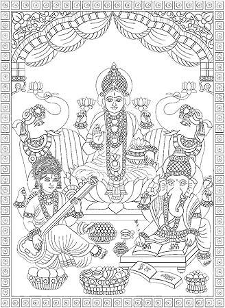 BestUBuy Tanjore Reverse Fibre Glass Painting A3 Size - Lakshmi, Saraswathi And Ganesh (297 x 420 mm),Multicolor
