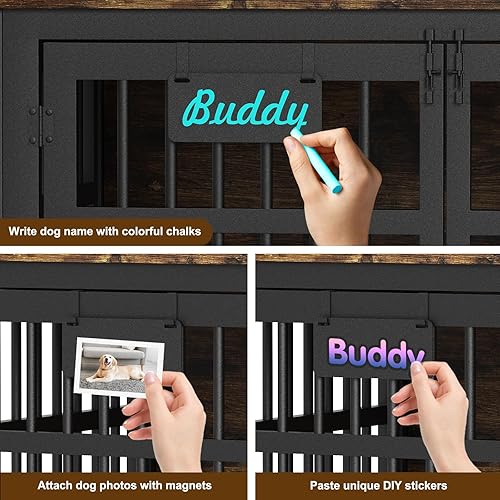 Miniatura 2 de EasyCom Mueble de jaula para perros de 484233 pulgadas con etiqueta de nombre, resistente para perros grandes, jaula para perros grandes, a prueba