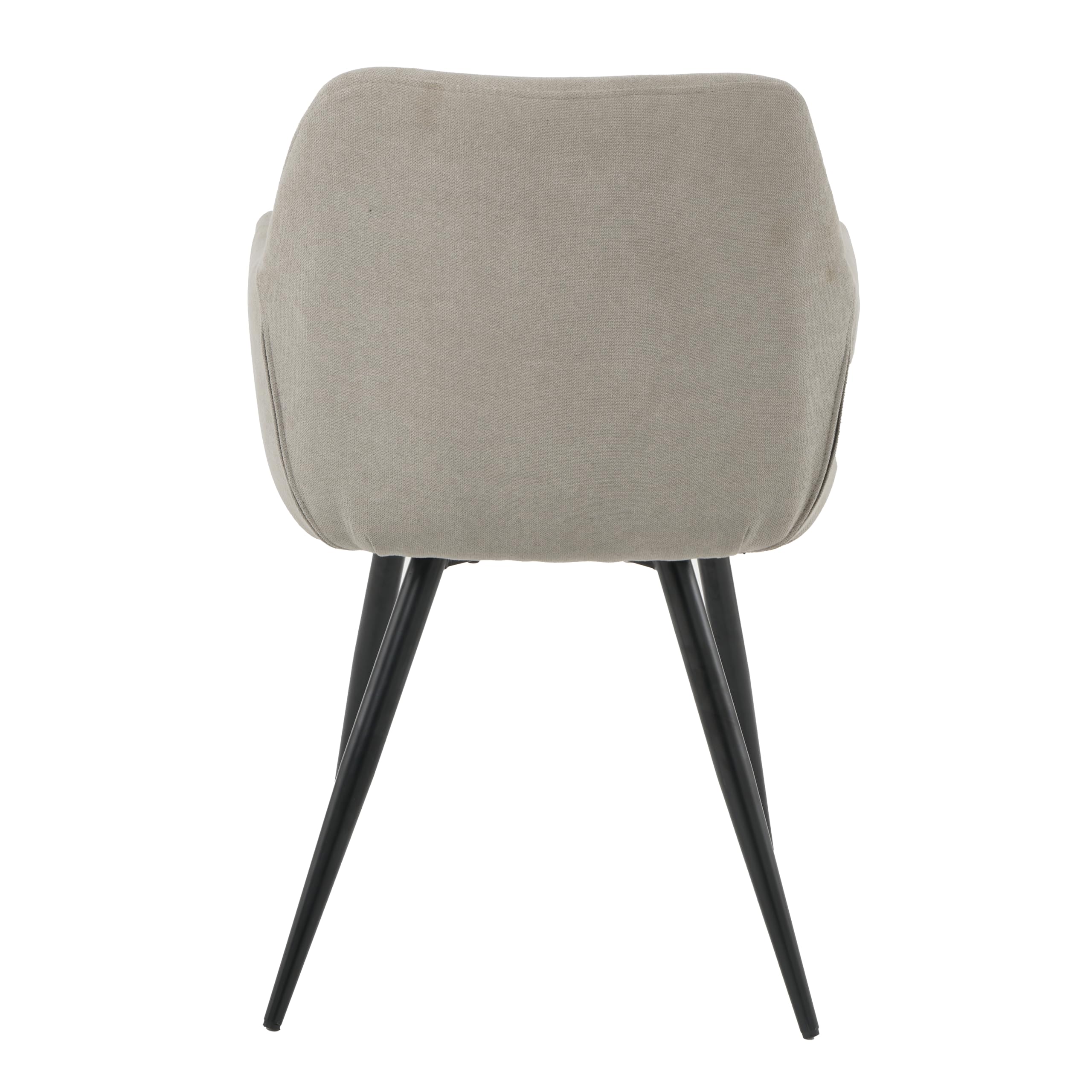 Pack de 2 Sillas de Comedor en Lino Gris Claro – Sillas Ergonómicas, Confortables y Acolchadas con Reposabrazos – Respaldo Curvado y Patas de Metal Negro – Diseño Elegante para Cocina, Salón y Comedor