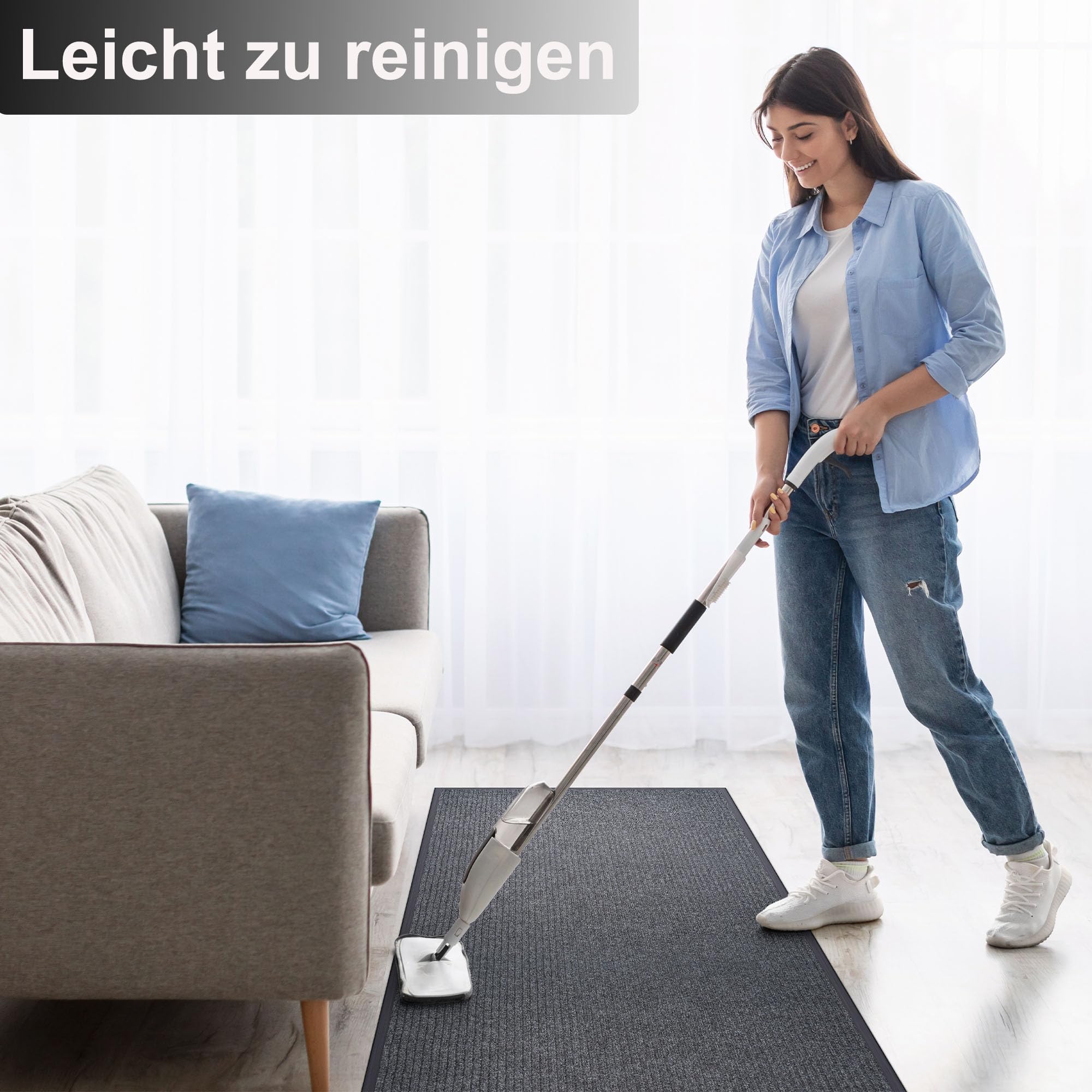 uyoyous Teppich Läufer Flur 90x300cm rutschfest Schmutzfangläufer Meterware