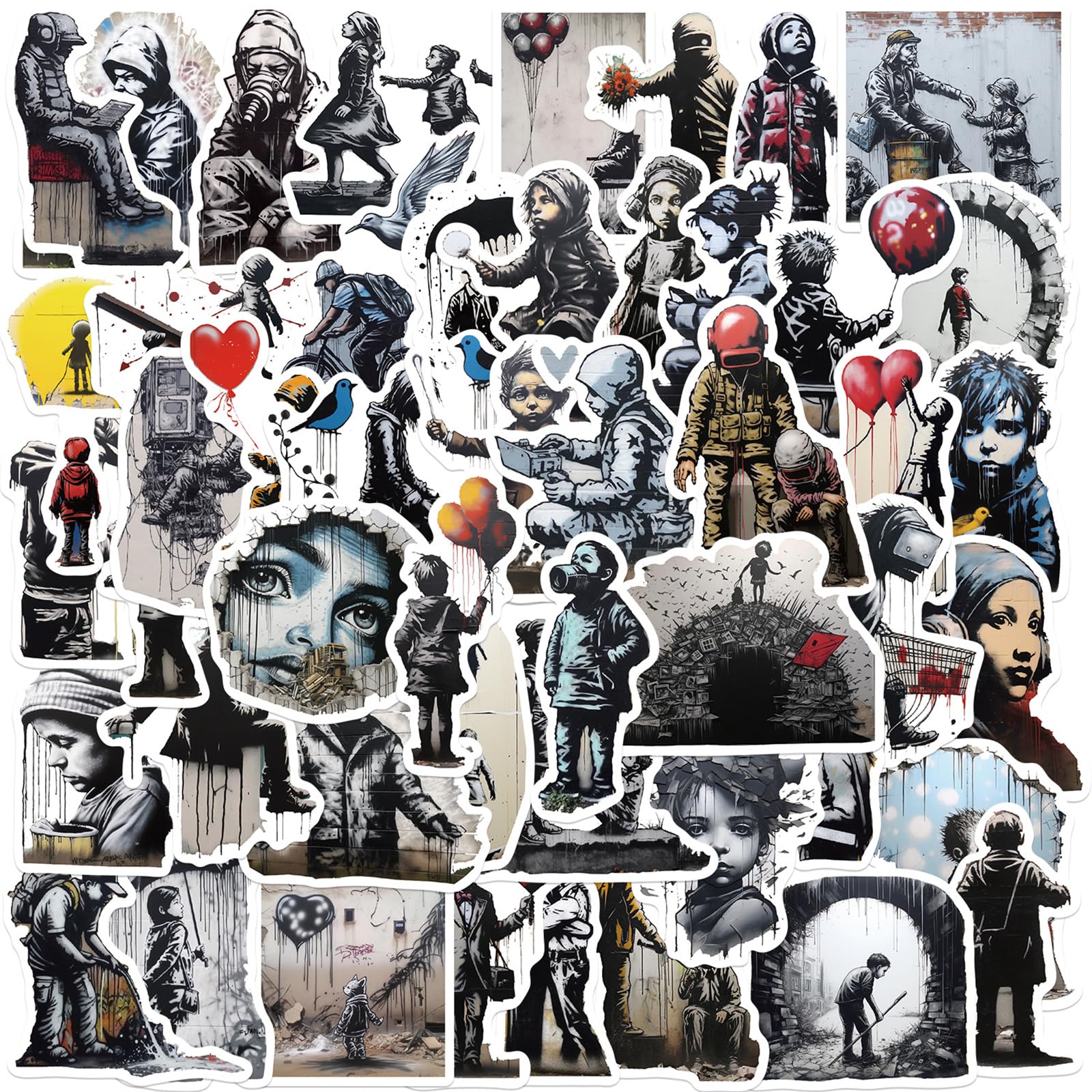 Street Graffiti Art Stickers |50pcs|for Toys Decal Stickers Laptop Water Wottles Snowboard Luggage Hydro Flasks Waterproof Vinyl Decal for Teens Adults,Kids Love