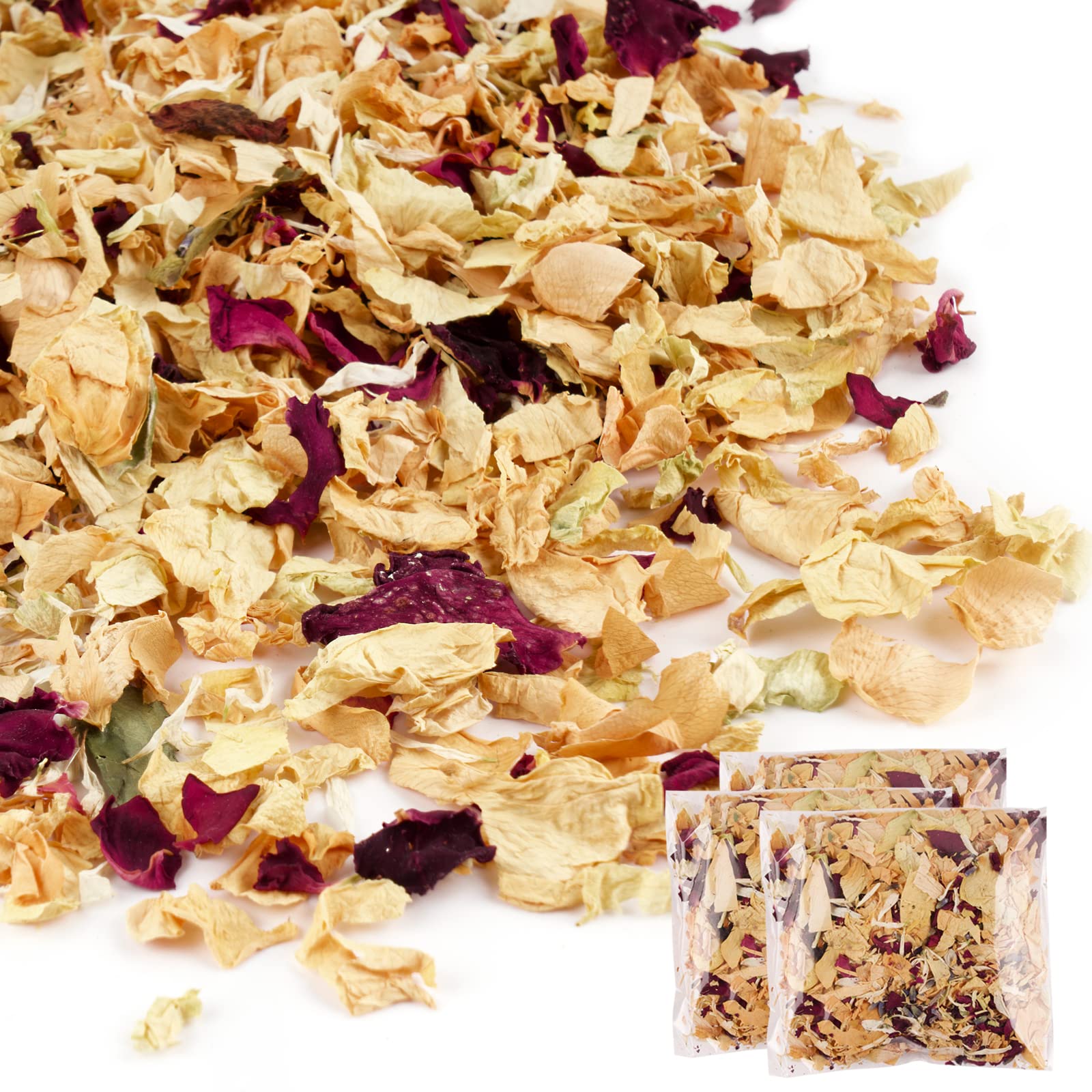 BOFUNX 10 Paquetes de Confeti de Boda Pétalos de Rosa Naturales Flores Secas Biodegradables para Decoración Fiesta Boda Compromiso Accesorios de Manualidades DIY