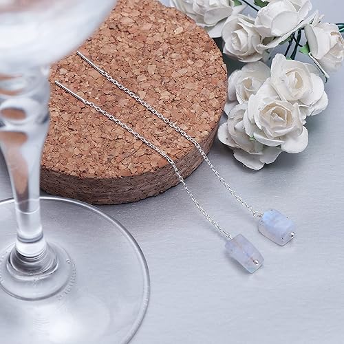 Miniatura 2 de 925 Sterling Silver Natural Raw Threader Earring, Gemstone Earring For Women, Handmade Jewelry, Gift For Her