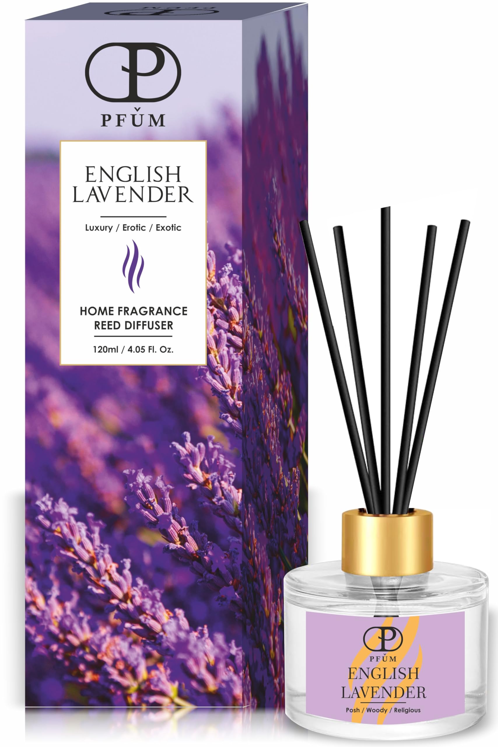 PFUM English Lavender Reed Diffuser Set for Home Fragrance | 120ml with 6 Sticks | Luxury Fragrance Reed Diffuser for Home, Office, Spa, Restaurants & Showrooms (B0DGQR2KWB) Amazon Price History, Amazon Price Tracker