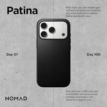 NOMAD Modern Leather Case Black Compatible with iPhone 17 Pro Leather Magsafe Charging Compatible Phone Case for iPhone 17 Pro