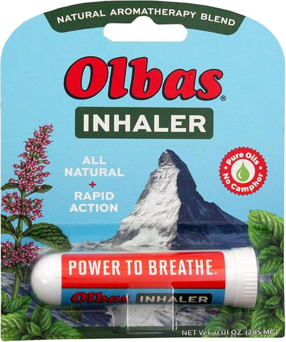 Olbas Inhaler Aromatherapy, Essential Oil Inhaler with Natural Oils, 0.01 Oz, 1 Pack, Pocket Sized Nasal Inhaler Stick for Clear Breathing and Sinus Relief