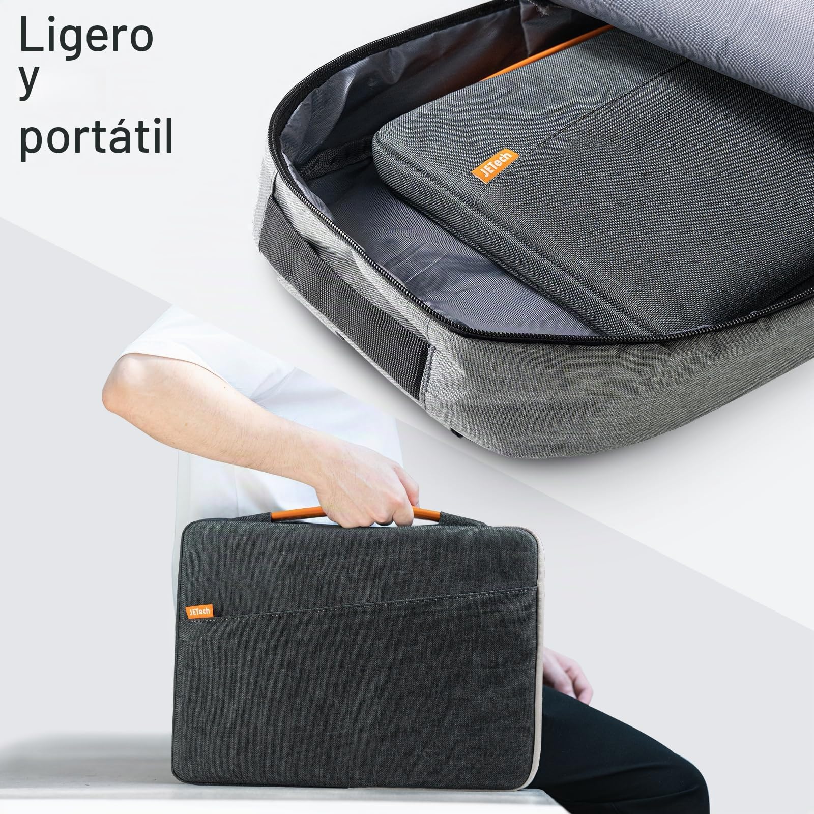 JETech Funda Portátiles para MacBook Neo (A18 Pro), 13-14 Pulgadas MacBook Air/Pro (M1-M5, 2020-2026), Funda Impermeable con Asa Portátil y Bolsillo (Gris Oscuro)