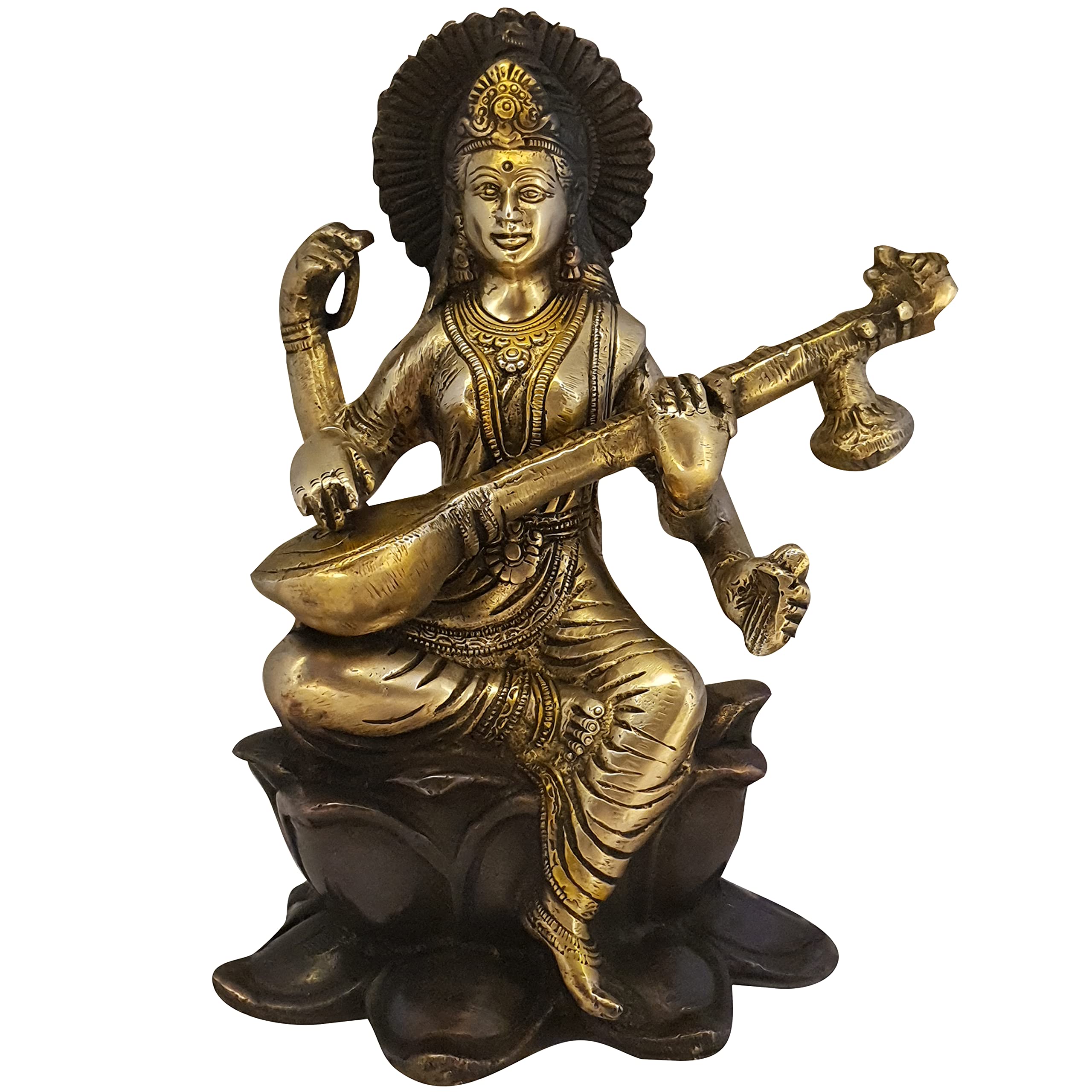 Saraswati on Lotus Idol Home Puja Room Diwali Decor Pooja Mandir Decoration Items Living Room Showpi