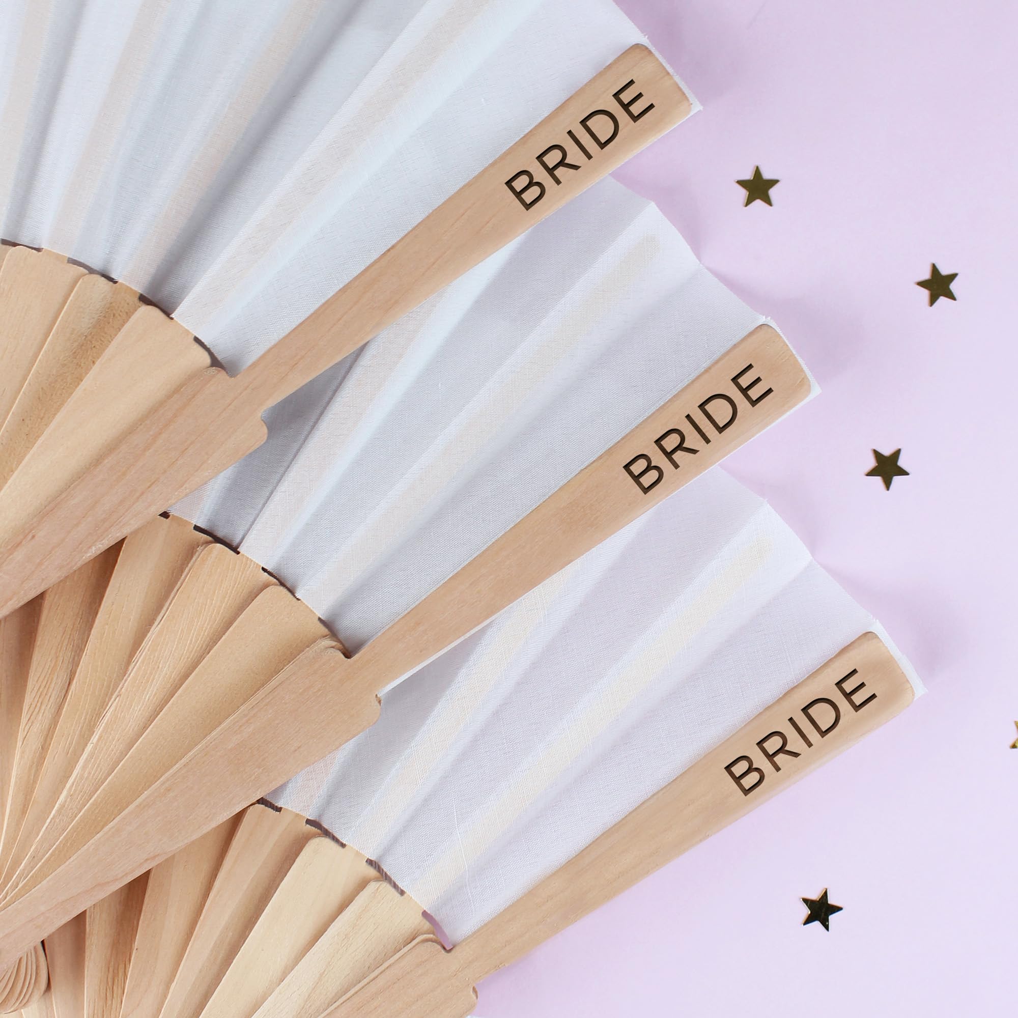 eBuyGB Engraved Bride White Wooden Wedding Role Folding Fan, Hen Party Accessories for Bride To Be Hen Do Decorations - Image 2